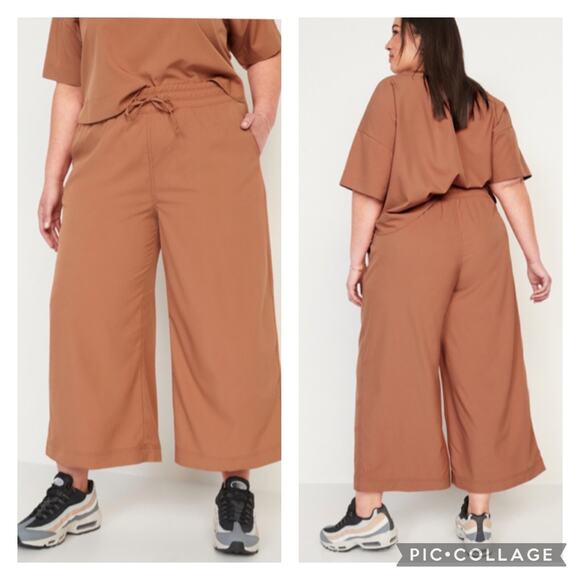 Old Navy Pants - Old Navy Quick Dry Cropped Wide Leg Pants Hickory Brown Plus Size 3X